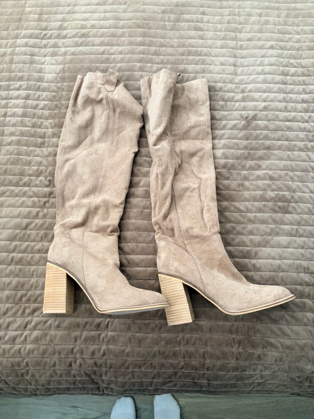 Mi.iM Taupe Over-the-Knee Suede Block Heel Boots
